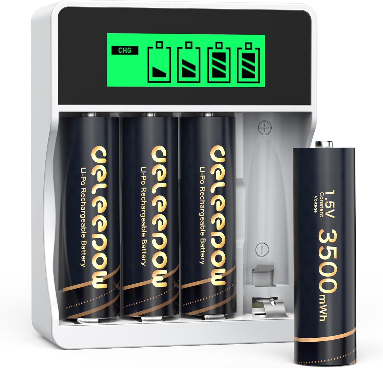 Deleepow Rechargeable AA Lithium Batteries 1.5V 3400mWh AA