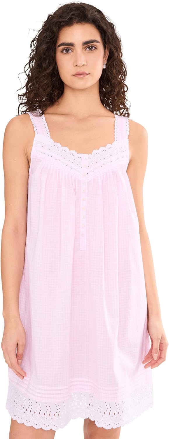 Eileen West Women's Cotton Lawn Swiss Dot Sleeveless Short Chemise