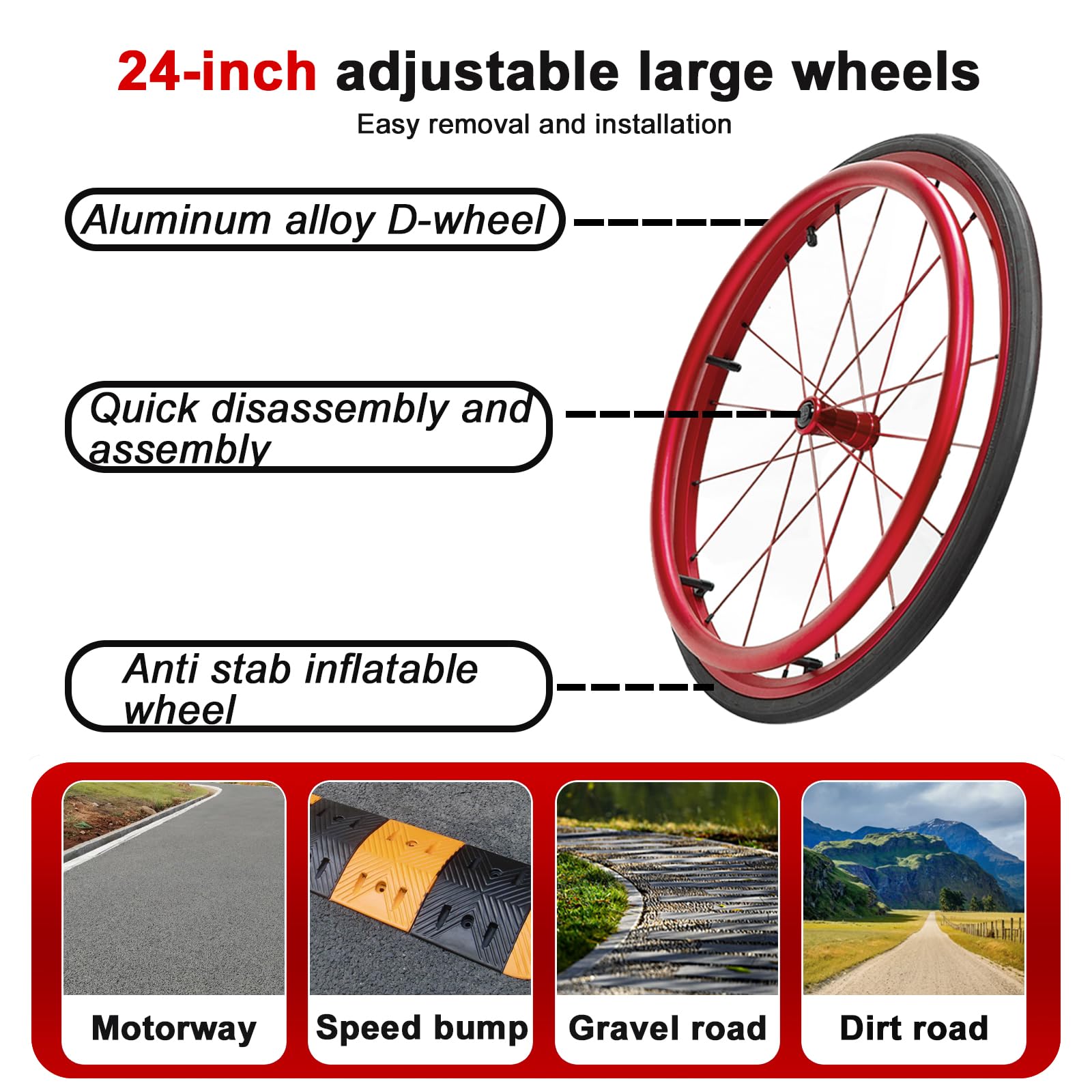 Silla de Ruedas Deportiva Silla de Ruedas Ligera Silla de Ruedas cómoda Silla de Ruedas para Movilidad Reducida(Seat Width 42cm,B)