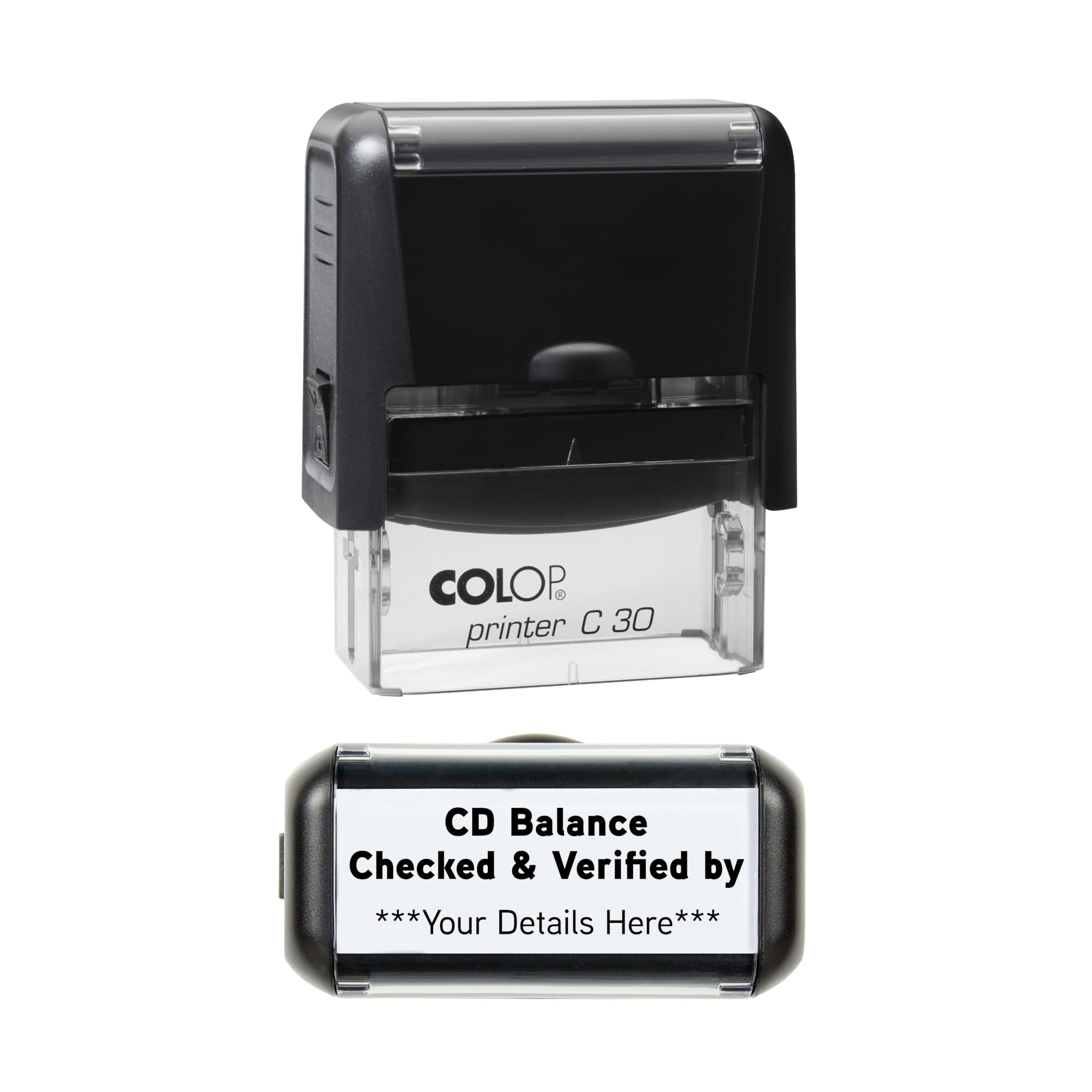 Obsesso Black Cd Balance Check/Checked And Verified By - Self-Inking Rubber Stamp 48Mm X 18Mm