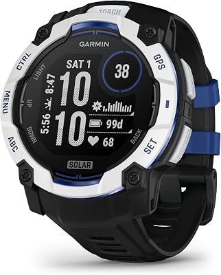 Garmin Instinct 3, Smartwatch, 50mm, Display SOLAR, Lunetta in alluminio, GPS Multi-band, 10ATM, Torcia LED, 90+ App per lo Sport, Pay, Connect IQ, Autonomia 40 giorni, Whitestone