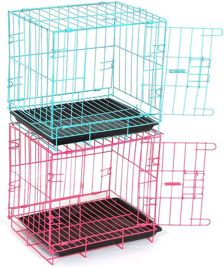 Hemobllo Folding Metal Dog Crate, Blue, Portable, Easy to Install, Durable, Secure, Comfortable, Warm, Airy