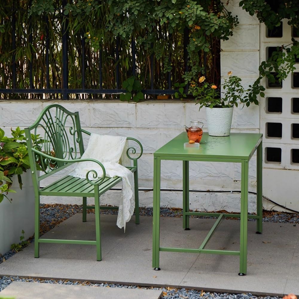 panca da giardino Panca doppia da giardino, balcone interno con sedia in ferro con schienale, posti a sedere for il tempo libero all'aperto mobili da giardino