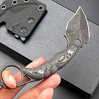 Vista 5 de C1107 Cuchillo de hoja fija con cuchilla D2, mango G10, cuchillo de garra para camping al aire libre, supervivencia, herramienta EDC, cuchillos Verde