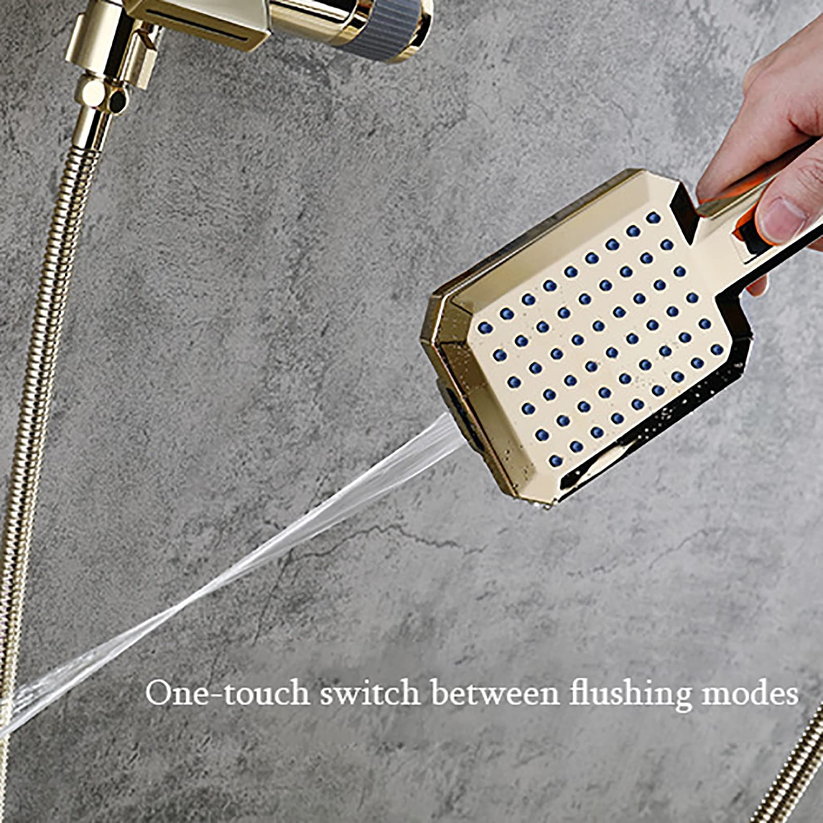 Ducha clásica, Juego de Grifo de Ducha, Ducha de Pared, Mezclador de Lluvia de Alta presión con caño de bañera, Cabezal de Ducha de Lluvia Rectangular de 12 Pulgadas, Ducha de Mano(Gold)