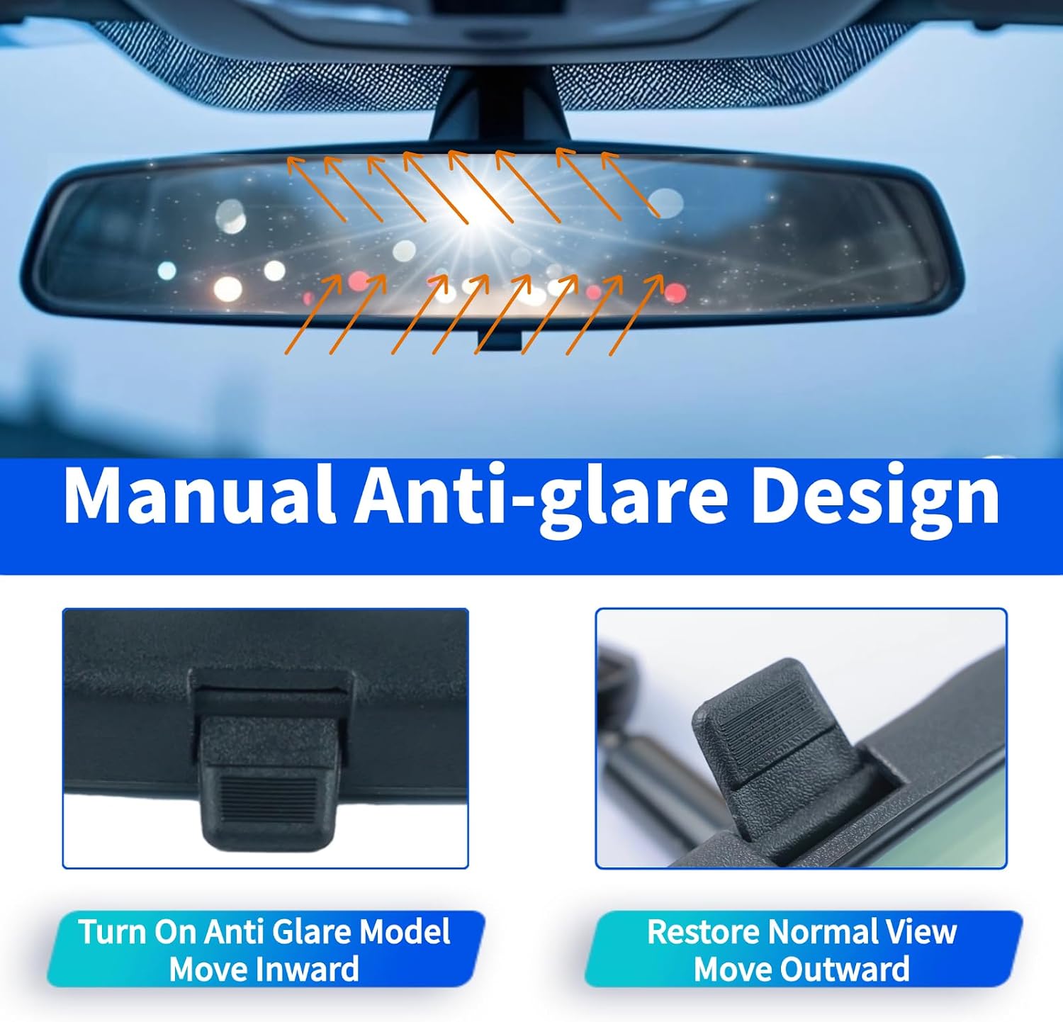 10.5" Interior Rear View Mirror, Universal Rearview Mirror Compatible with Toyota Chevrolet Ford Nissan Honda Civic Accord Jeep Subaru Hyundai Kia Mazda Buick and More Car Rear View Mirrors