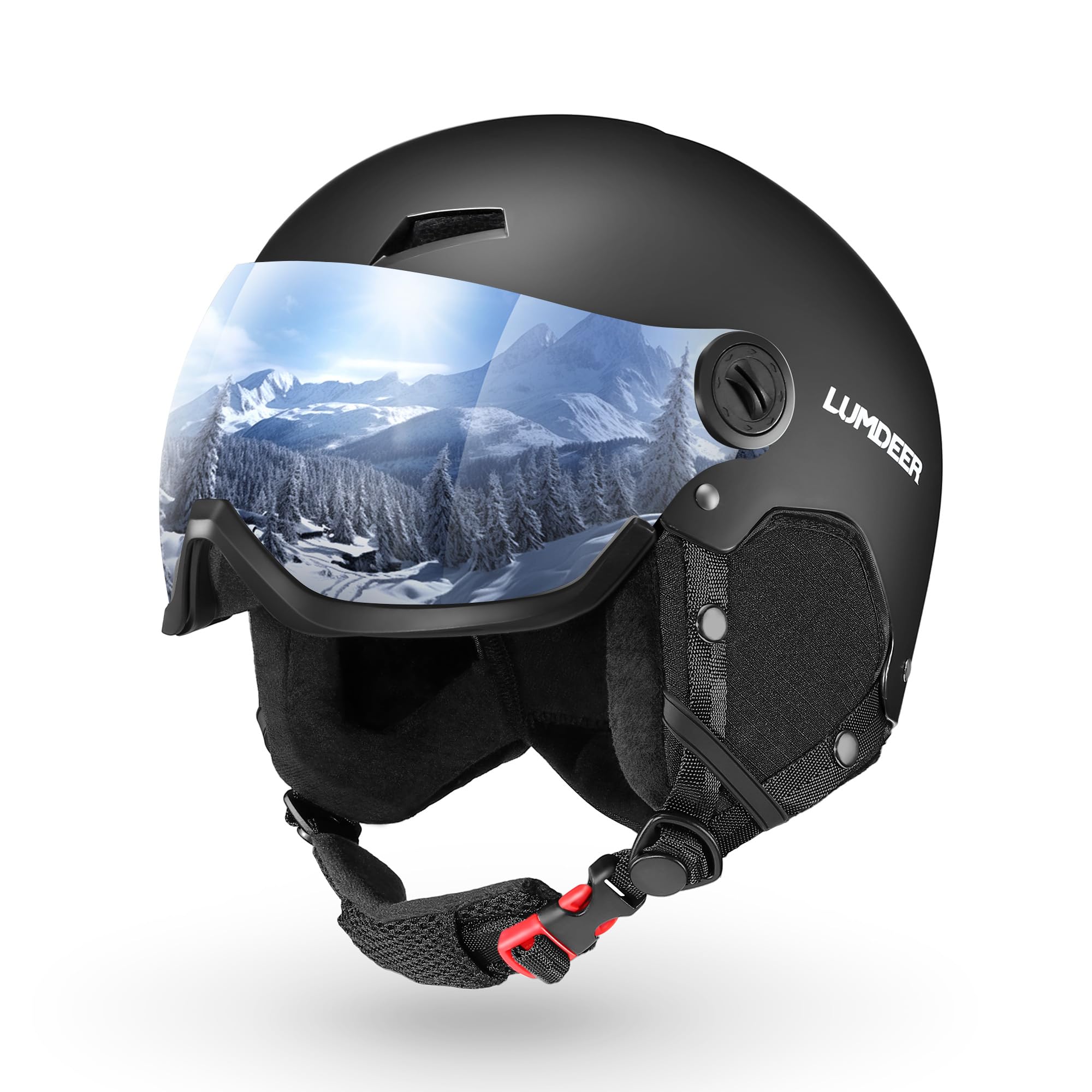 LUMDEER Leichter und Sicherer Skihelm mit Visier für Herren und Damen Ski Helm UV 400 Schutz Snowboardhelm mit Brille für Klare Licht Skihelme Aircon Belüftungssystem