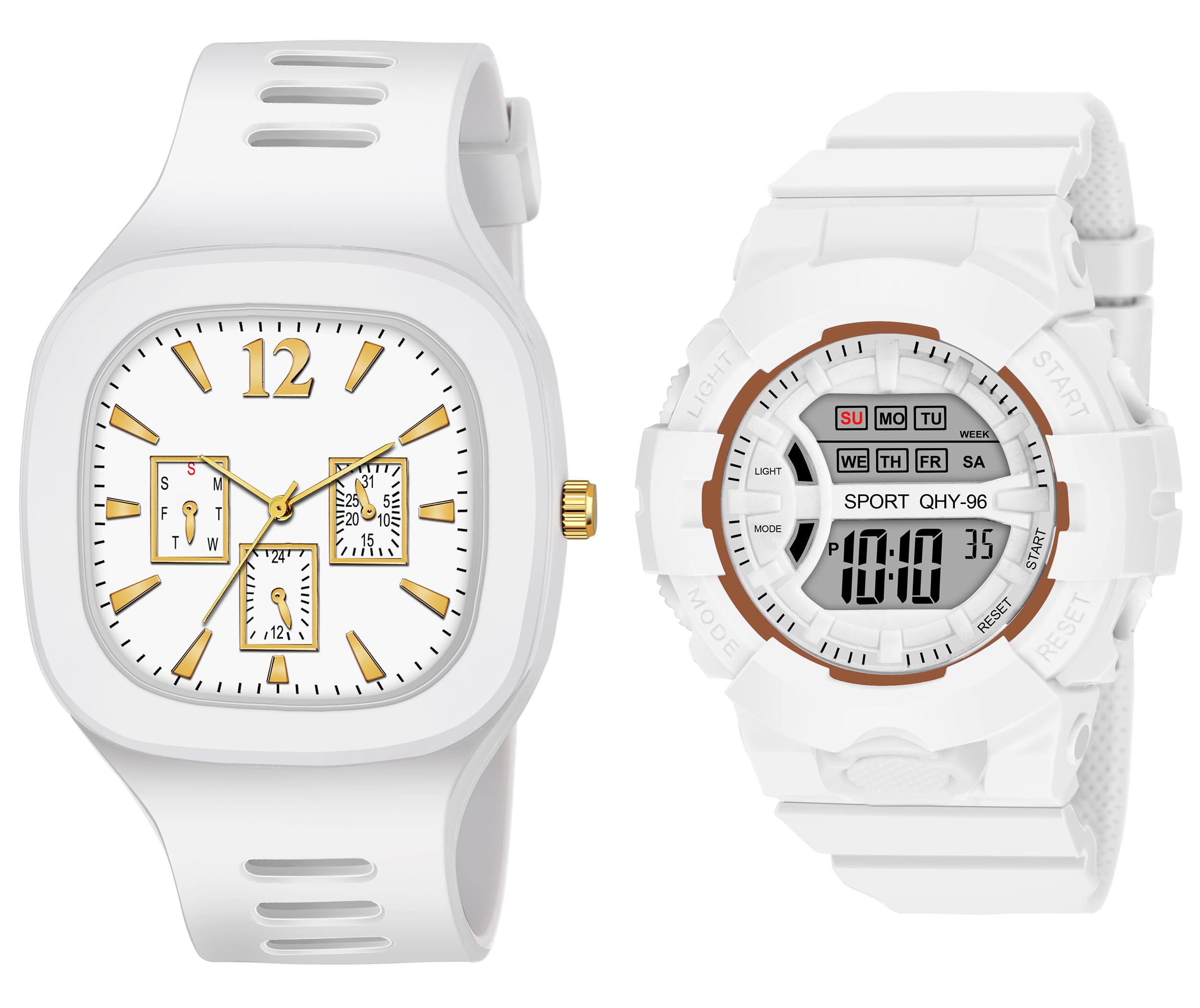 FROZIL® Analog and Digital White Square and Round Dial Shockproof Multi-Functional Automatic Waterproof Sports Watch Combo for Mens Kids Watch for Boys - Watch for Men Pack of 2 (B0CJCN84MQ) Amazon Price History, Amazon Price Tracker