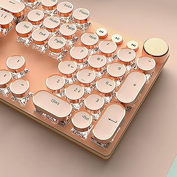 ピンク‪‪♡EWEADNタイプライター風キーボード Amazon | EWEADN メカニカル式ゲーミングキーボード タイプ