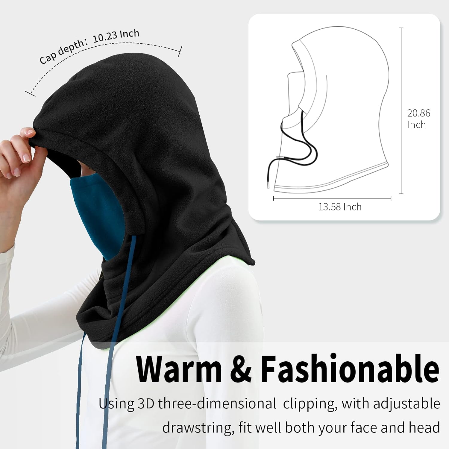 Achiou Ski Mask for Men Women, Winter Balaclava Warm Windproof Face Mask, Fleece Hood Full Head Cover Scarf Neck Warmer Black at  Men’s Clothing store