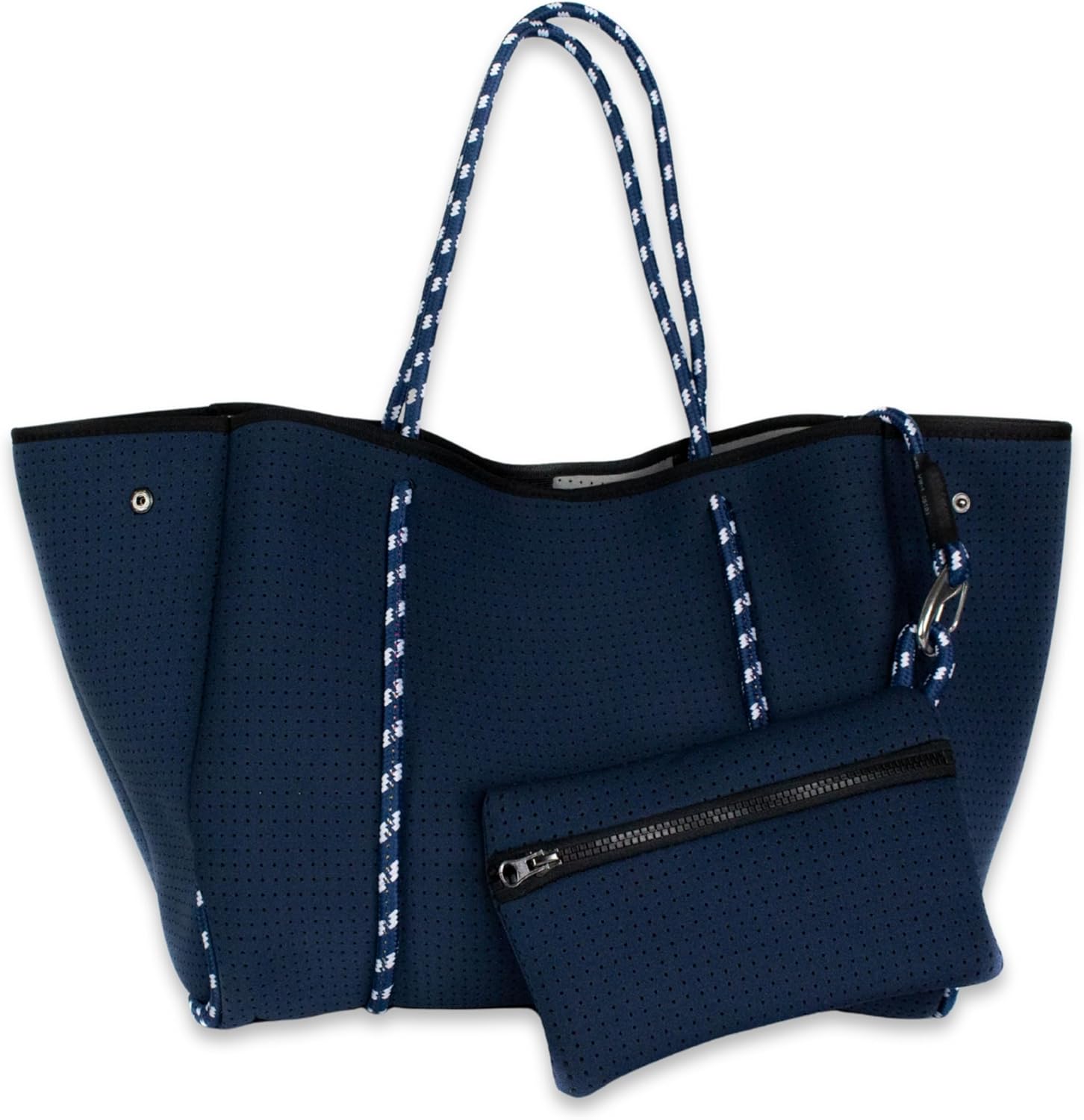 POPUPS Large Neoprene Tote Bag for Women - Everyday Designer Handbag for Travel Work and Beach with Pockets and Zipper Pouch