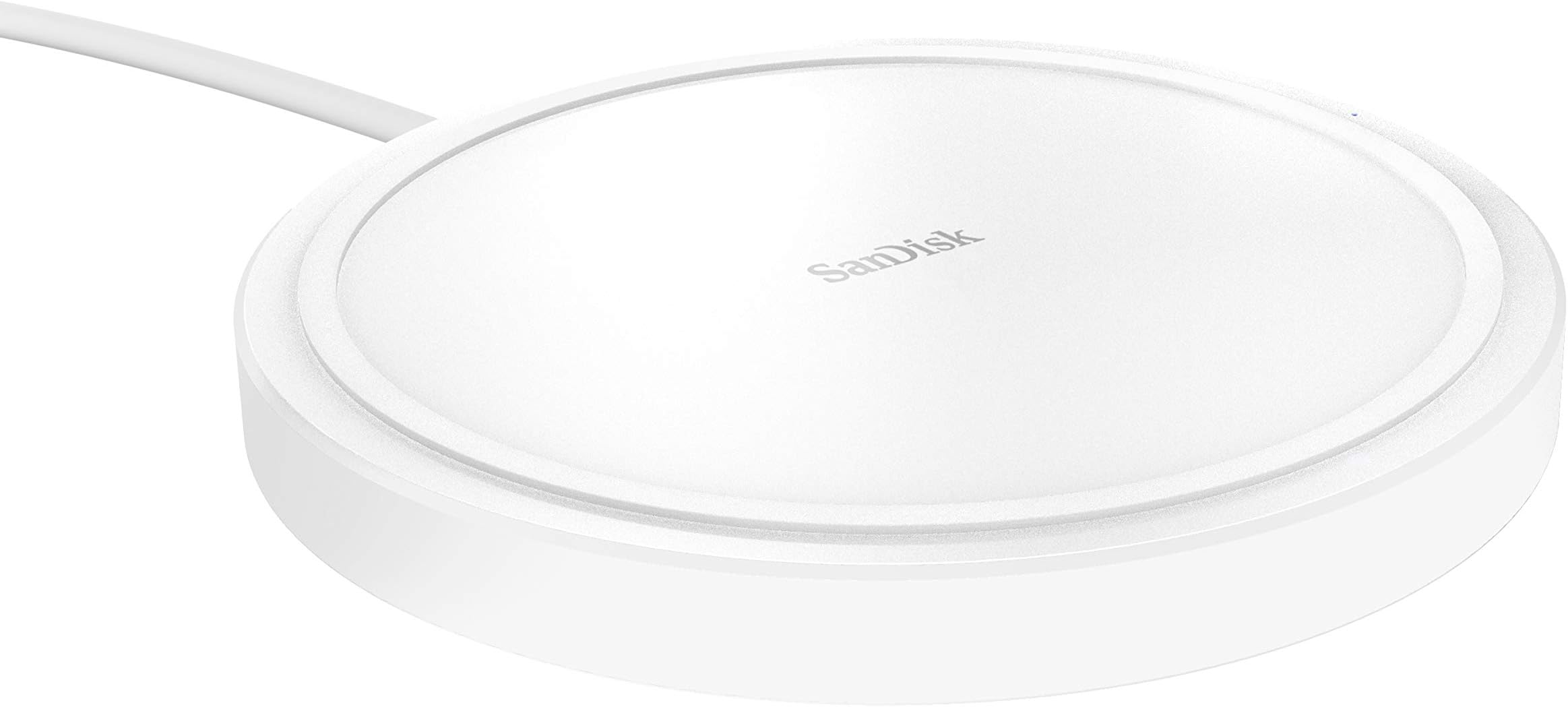 SanDisk iXpand Wireless 15W Charger for Qi-Compatible Phones (iPhone 8 and up/Samsung Galaxy S7 and up/Samsung Galaxy Note 8 and up/OnePlus 8 Pro and AirPods Pro, No Adapter Included, White)