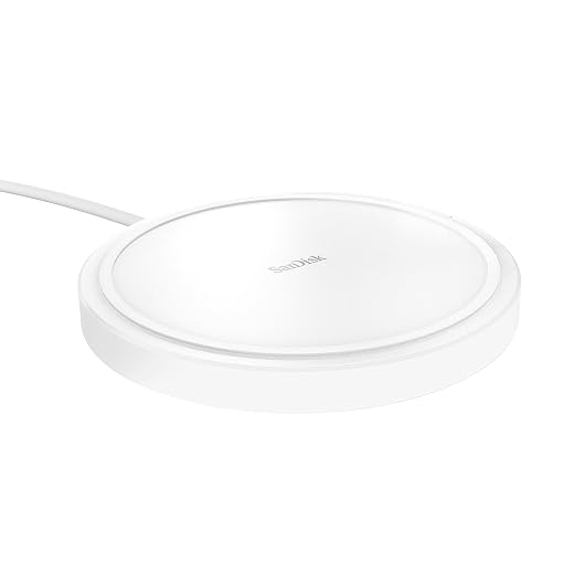 SanDisk iXpand Wireless 15W Charger for Qi-Compatible Phones (iPhone 8 and up/Samsung Galaxy S7 and up/Samsung Galaxy Note 8 and up/OnePlus 8 Pro and AirPods Pro, No Adapter Included, White)