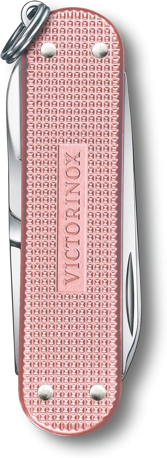 Victorinox Classic SD Alox Swiss Army Knife, Compact, 5 Functions, Swiss Made Pocket Knife with Small Blade, Screwdriver and Key Ring - Cotton Candy (Pink)