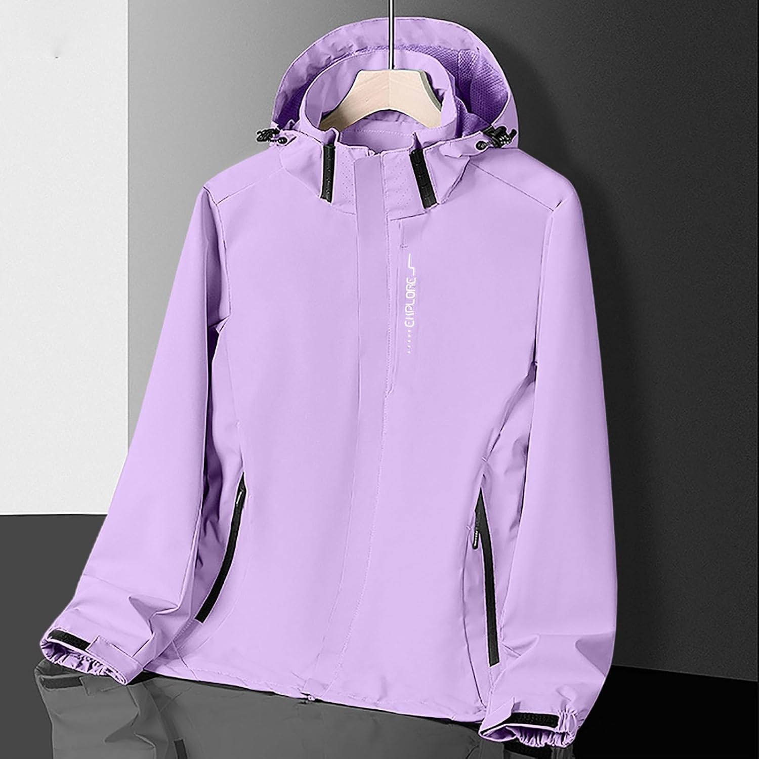 Waterproof Jacket for Women Hooded Windbreaker Rain Coat with Pockets | Women's Lightweight Softshell Raincoat with Taped Seam Zipper, Fleece Lined Hood, Zip Pockets for Hiking Travel