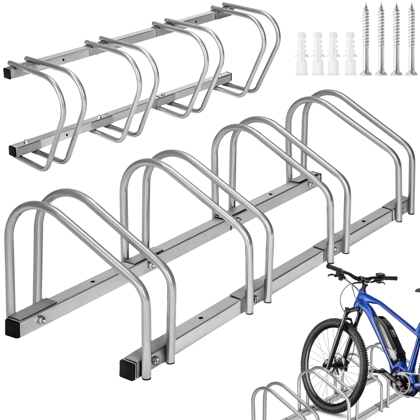 tectake - 4 Space Bike Rack - Silver