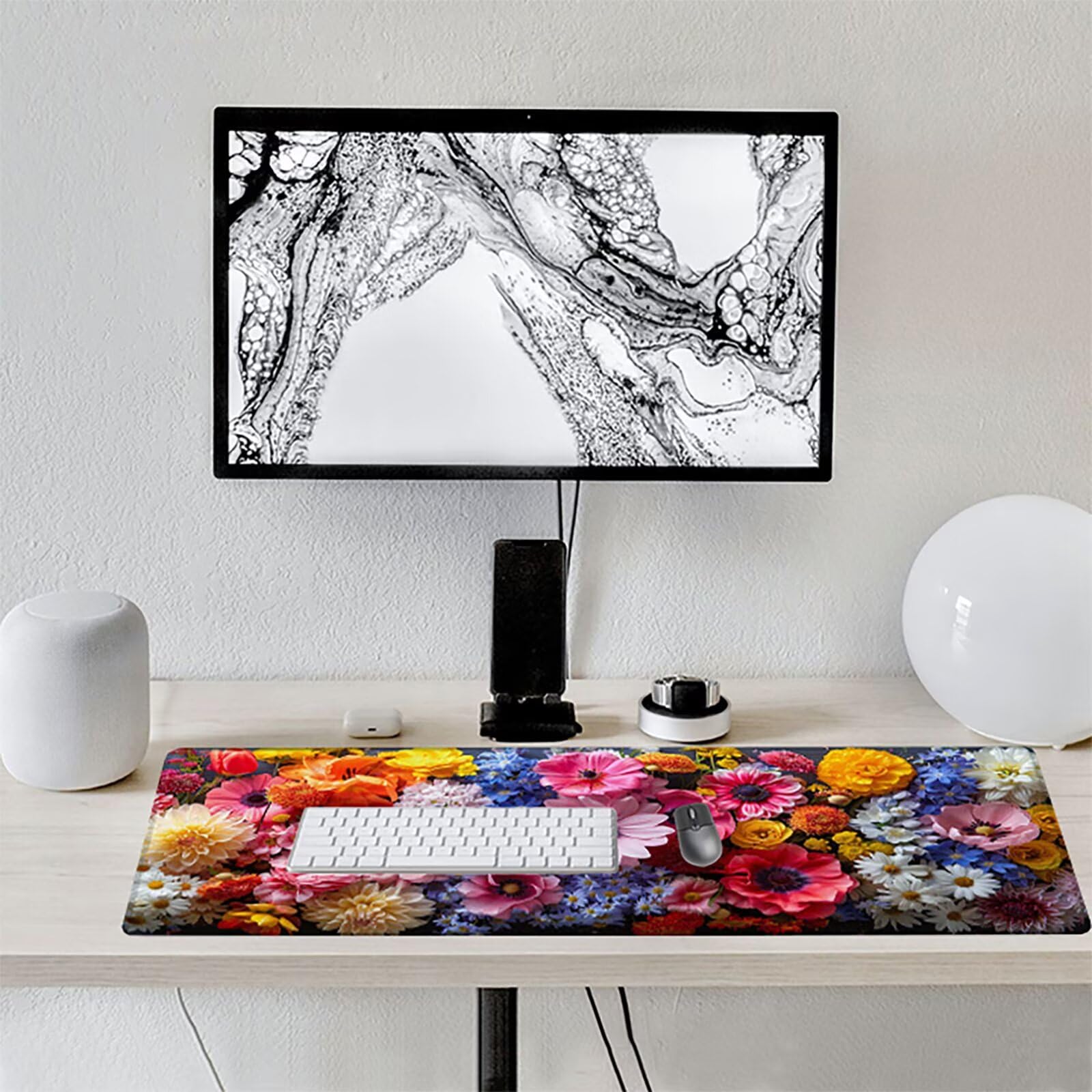 Flor Alfombrilla Ratón Gaming XXL 1500x800mm, Alfombrilla Gaming Rosa Mousepad con Base de Goma Antideslizante, Impermeable Desk Mat para Teclado y Raton, Accesorios Gaming, Regalos de Hombre 1-0