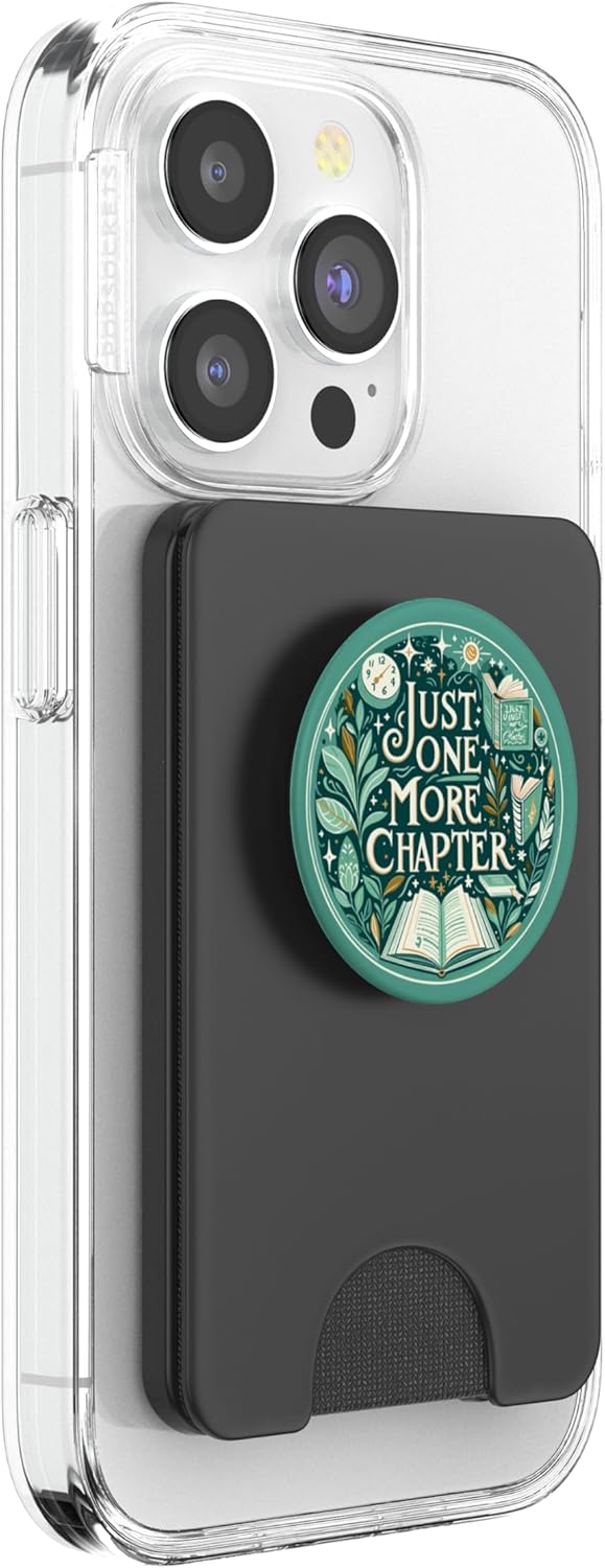 Just One More Chapter Bookish Reading Green Teal Book Lover PopSockets PopWallet for MagSafe