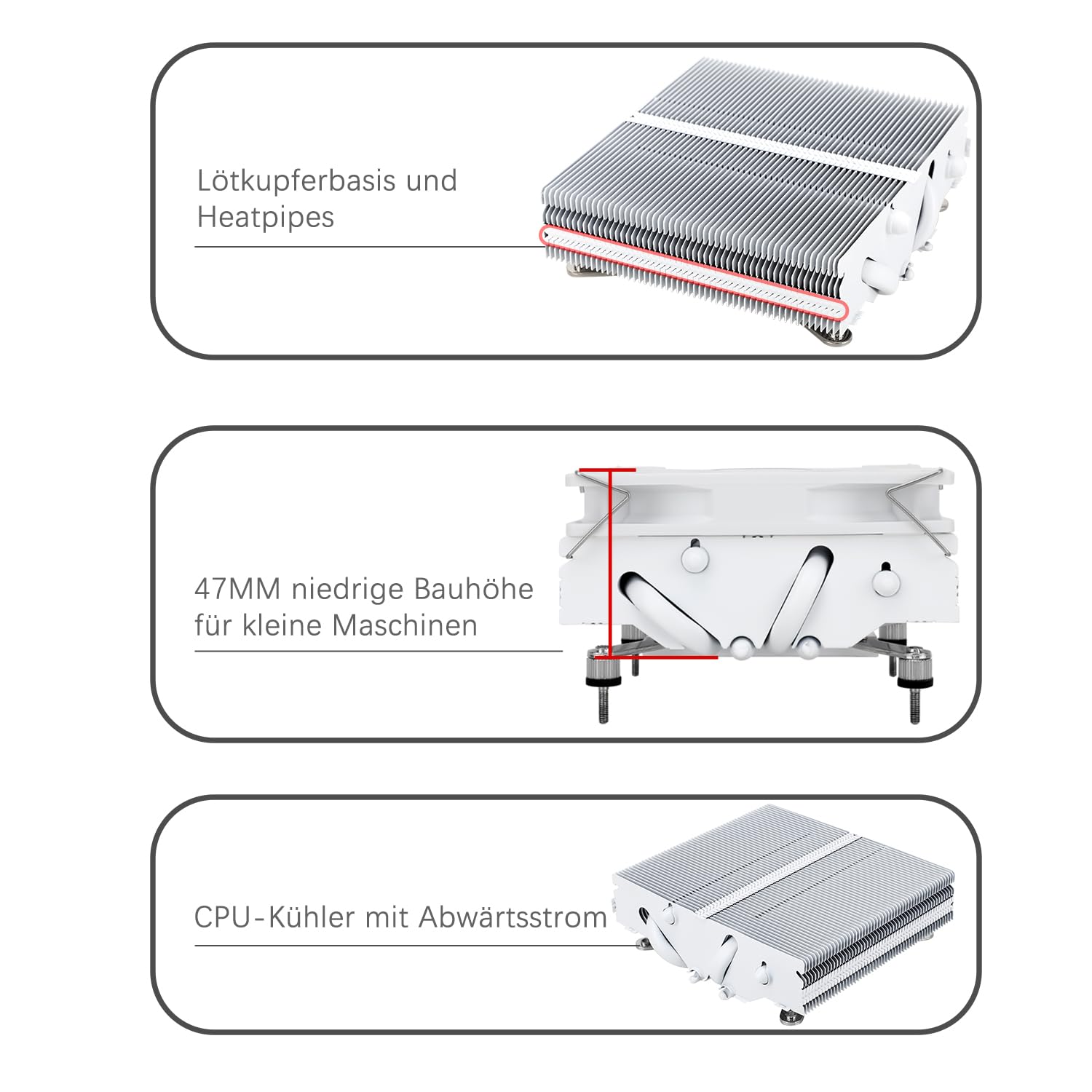 TR-Thermalright AXP90 X47 Blanc Refroidisseur de CPU, Ventilateur Silencieux 92mm Bas Profil-2700tr/min, pour AM4/AM5, Intel LGA1851/1700/115x/1200, Refroidisseur PC Bas Profil pour ITX