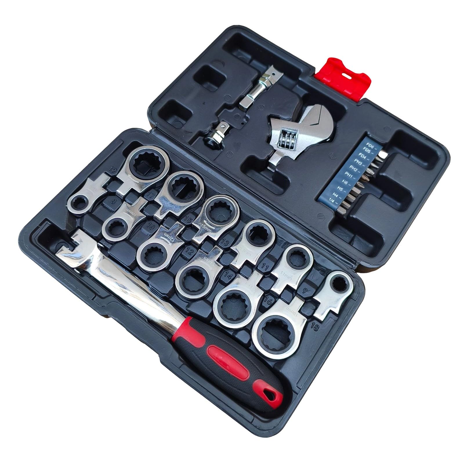 ZBIianxer 26PCS Professional Ratcheting Wrench with Interchangeable Head Industrial Maintenance Automotive Mechanical Workshop Interchangeable Ratchet