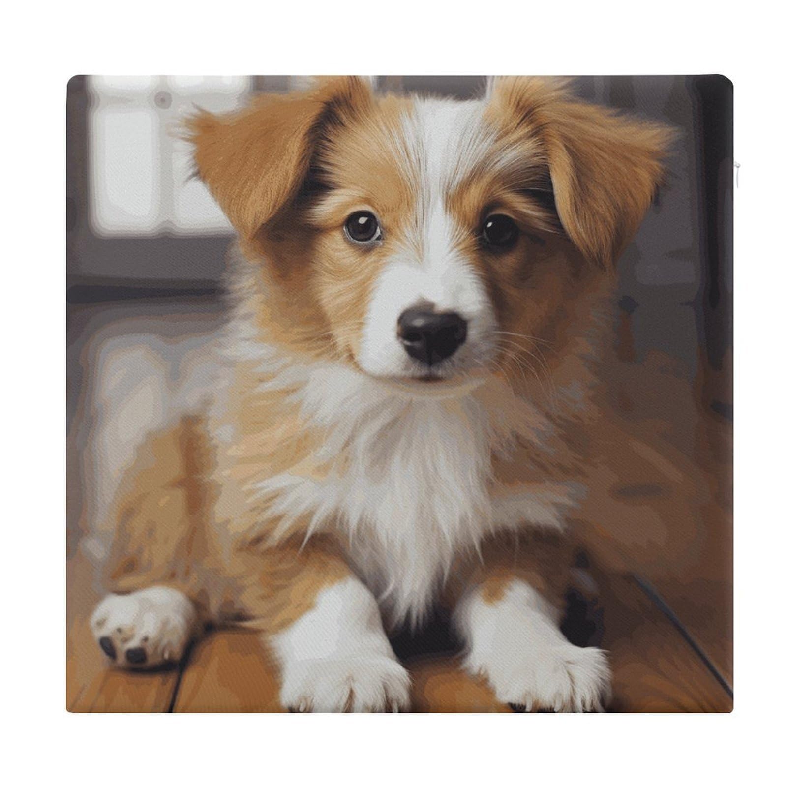 MUSM Cute Puppy Dog Chair Cushions Square Indoor Dining Chair Pads Breathable Seat Cushion Memory Foam Pad Ultra Soft Warm Floor Cushion for Kitchen Office Car 13.8”x15”