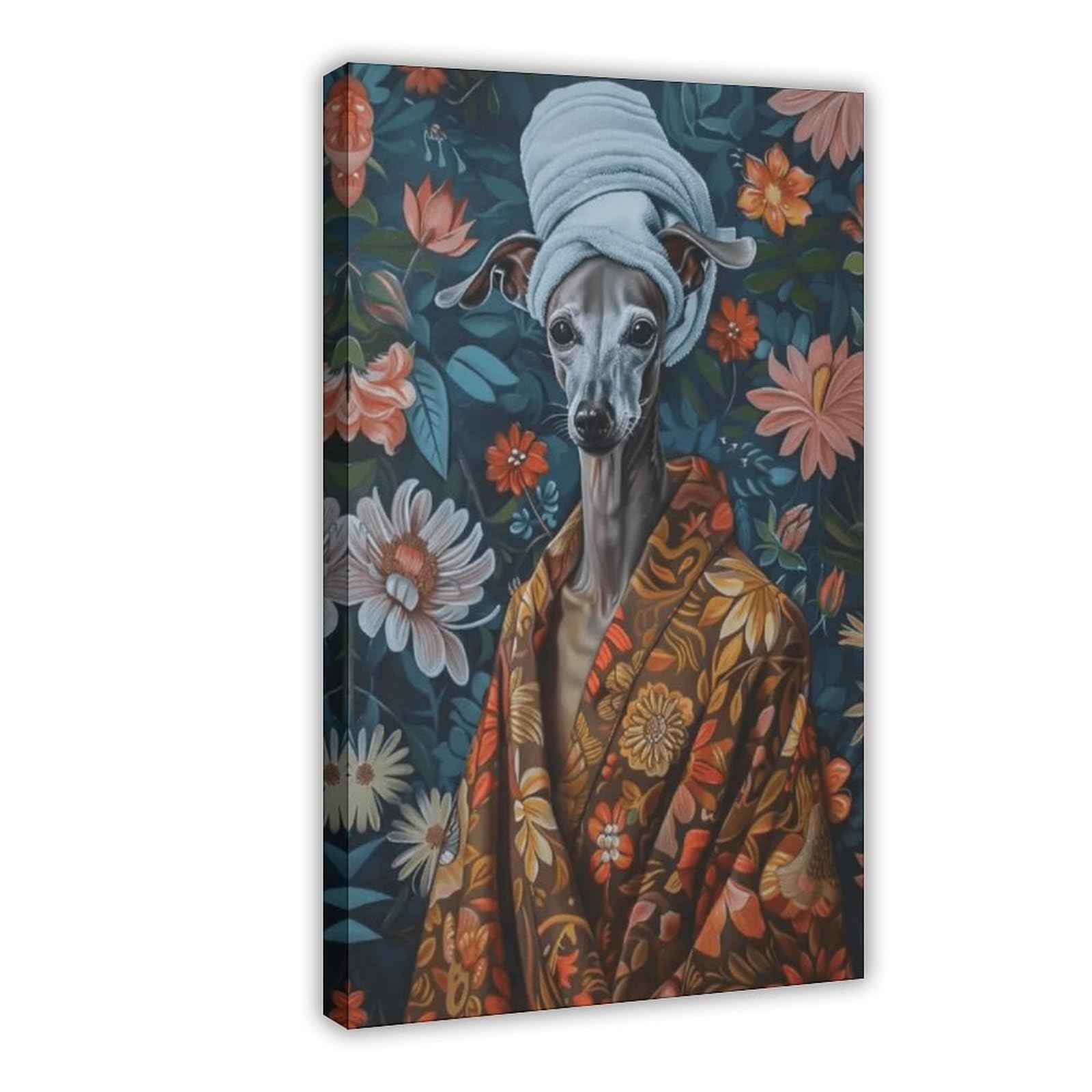 NFFBGFD Italian Greyhound In Bathrobe Canvas Poster Wall Art Print Picture Paintings 08x12inch(20x30cm)
