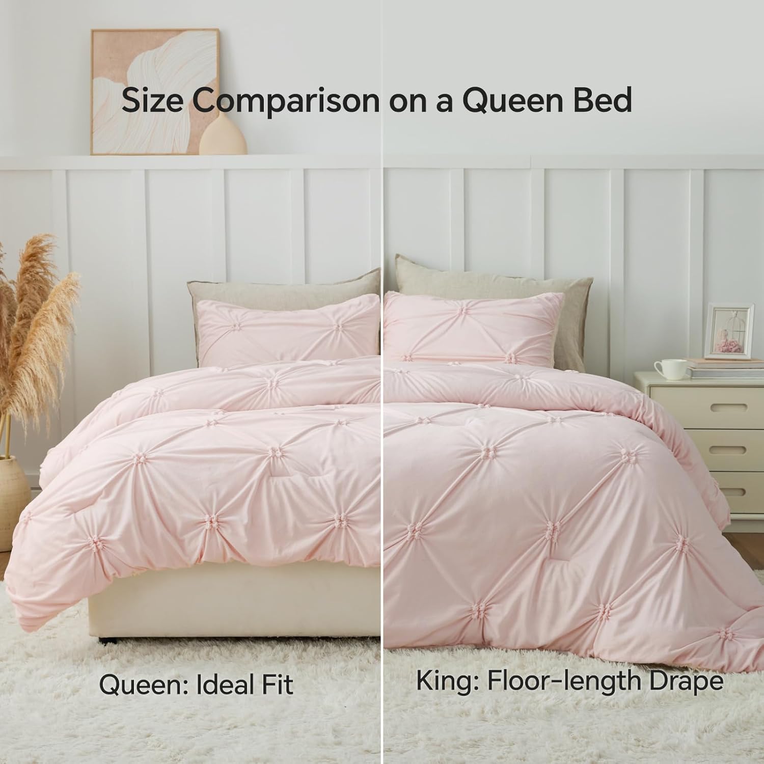 BEDELITE Pituck Fluffy Queen Comforter Set - Super Soft Sherpa Pink Comforter for Queen Size Bed, Luxury Warm Bedding Set for Winter, Fuzzy Bed Set 3 Pieces (1 Comforter, 2 Pillowcases) - Image 8