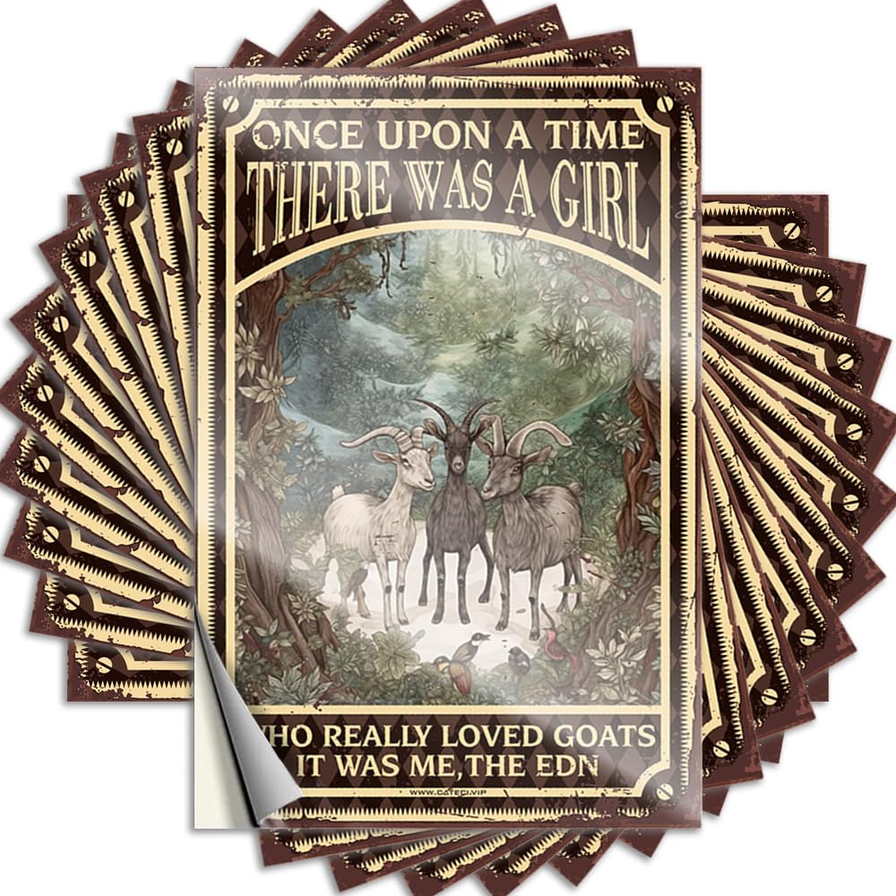 Once Upon A Time There was A Girl Who Really Loved Goats Fuzzy Decals | Decorations for Room Waterproof Vinyl Haves Gathering Removable Decal Peel Stick(12X18CM)