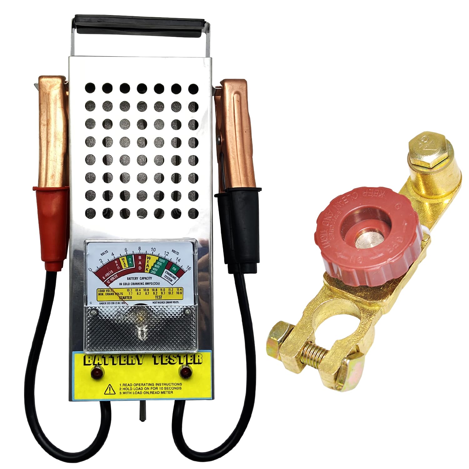 KAIHENG Battery Load Tester, Alternator Load Tester 12V 6V with Voltmeter Alligator Clips, Top Post Battery Disconnect Switch for Car, RV, Truck,