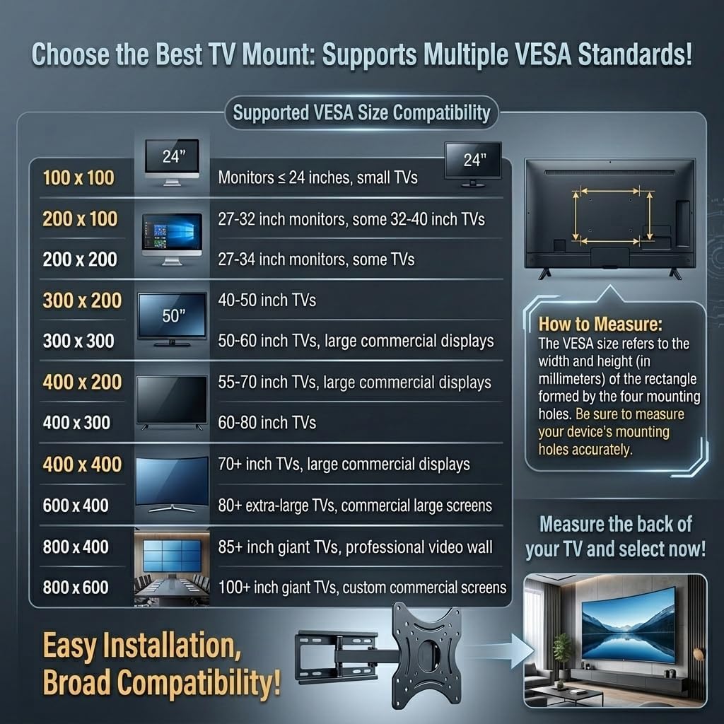 Recessed in-Wall TV Mount with 28" Extension – Flush Fit for 55"-90" Flat & Curved Large TVs, Low-Profile Hidden Install, Wood Concrete Compatible, VESA 200x200-800x600, for 16" Studs Only