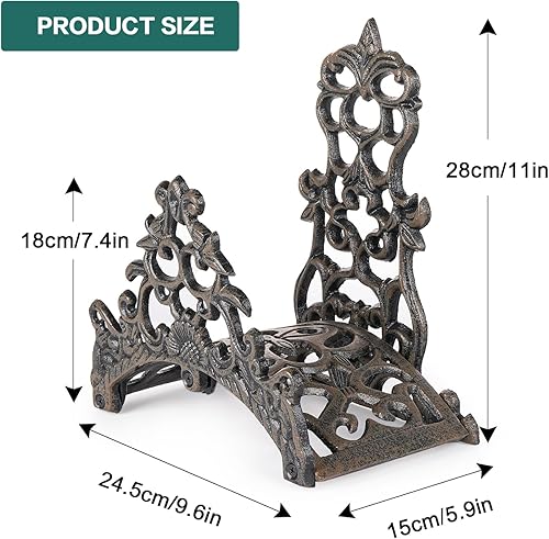 Miniatura 12 de Sungmor Soporte de manguera de jardín de hierro fundido resistente, colgador de manguera de agua montado en la pared, estante de manguera decorativo