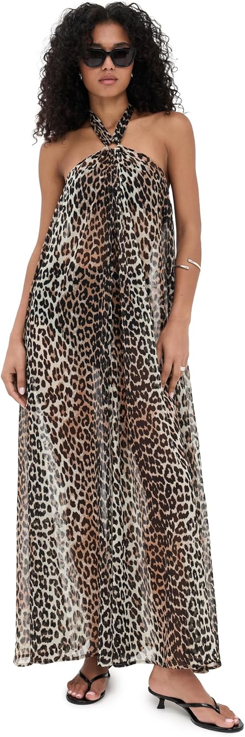 Ganni Women’s Light Chiffon Halterneck Dress