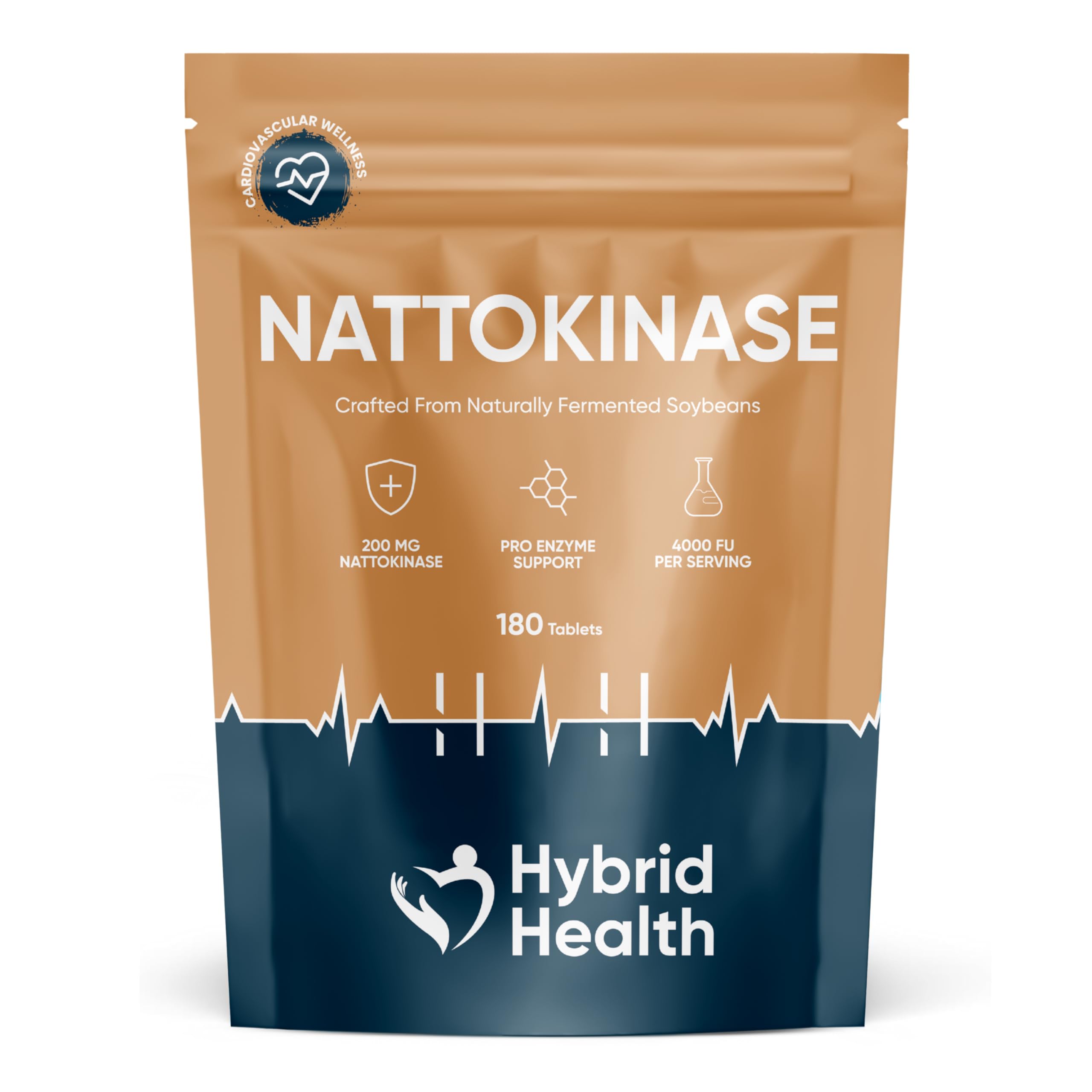 Nattokinase 180 Tablets | 200MG 4000FU | Sourced from Naturally Fermented Soybeans | High Strength, Vegan, Non-GMO Formula for Cardiovascular Support