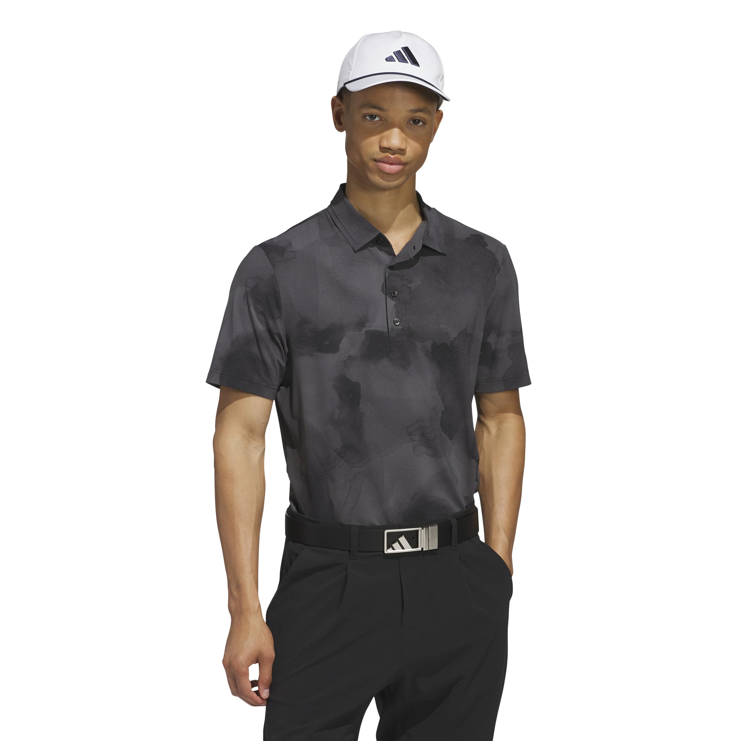 adidas Men's Ultimate365 Tour Printed Cool Feeling Polo Shirt, Black/Grey Five, Large