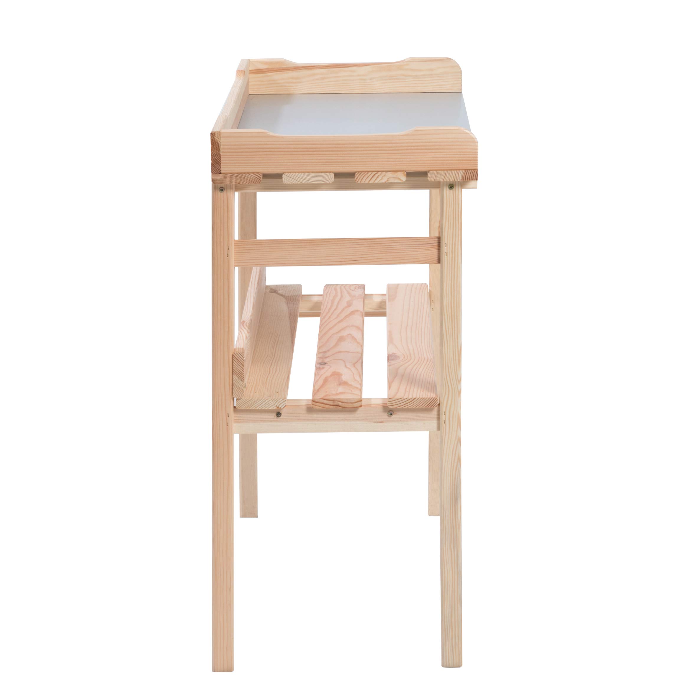 Greemotion Pflanztisch mit Auflage, aus Kiefernholz, 78 x 37 x H83 cm, mit Zinkauflage, mit extra Ablage, mit Seitenrand, komfortable Arbeitshöh