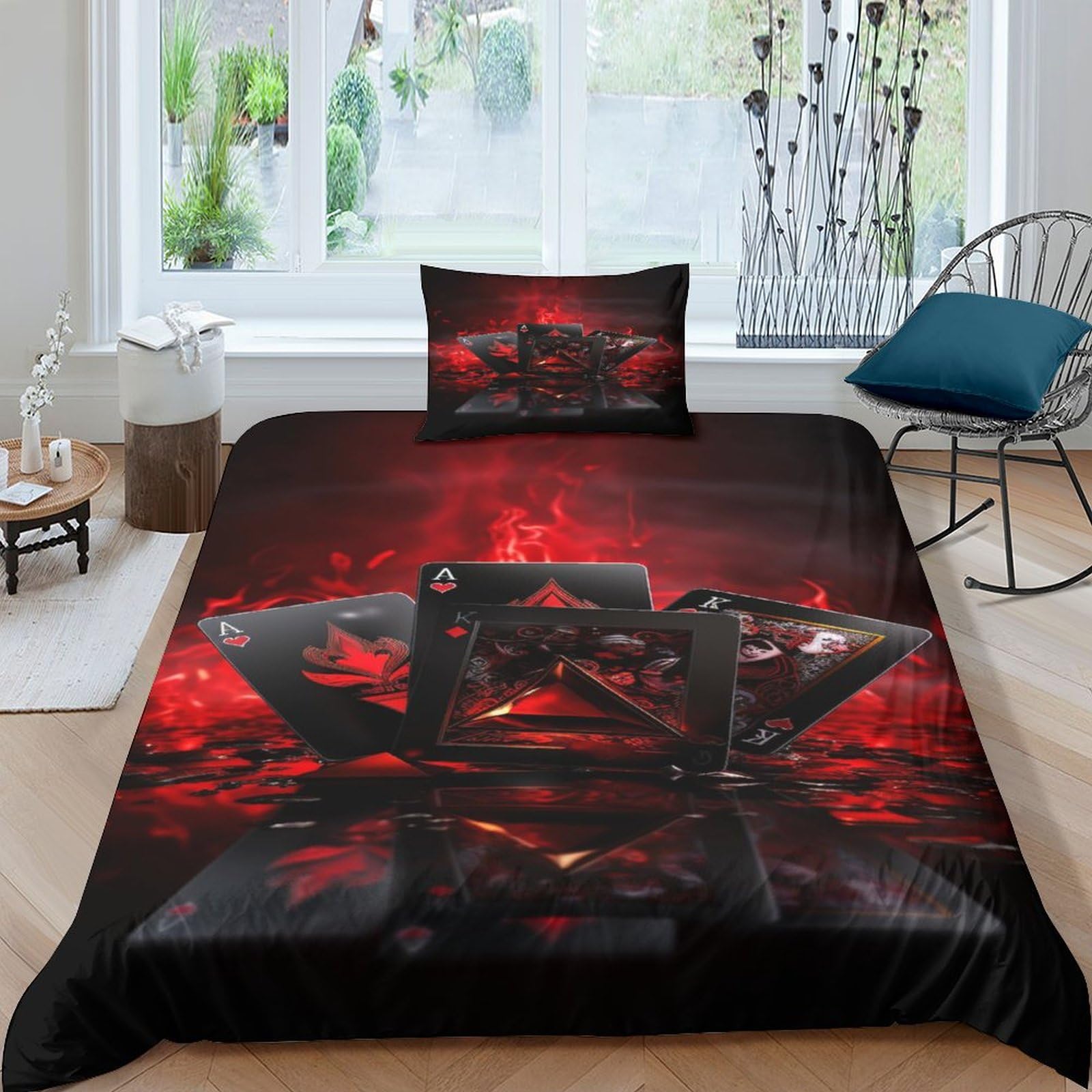 Housse de couette Flame Poker avec taies d'oreiller lit enfant
