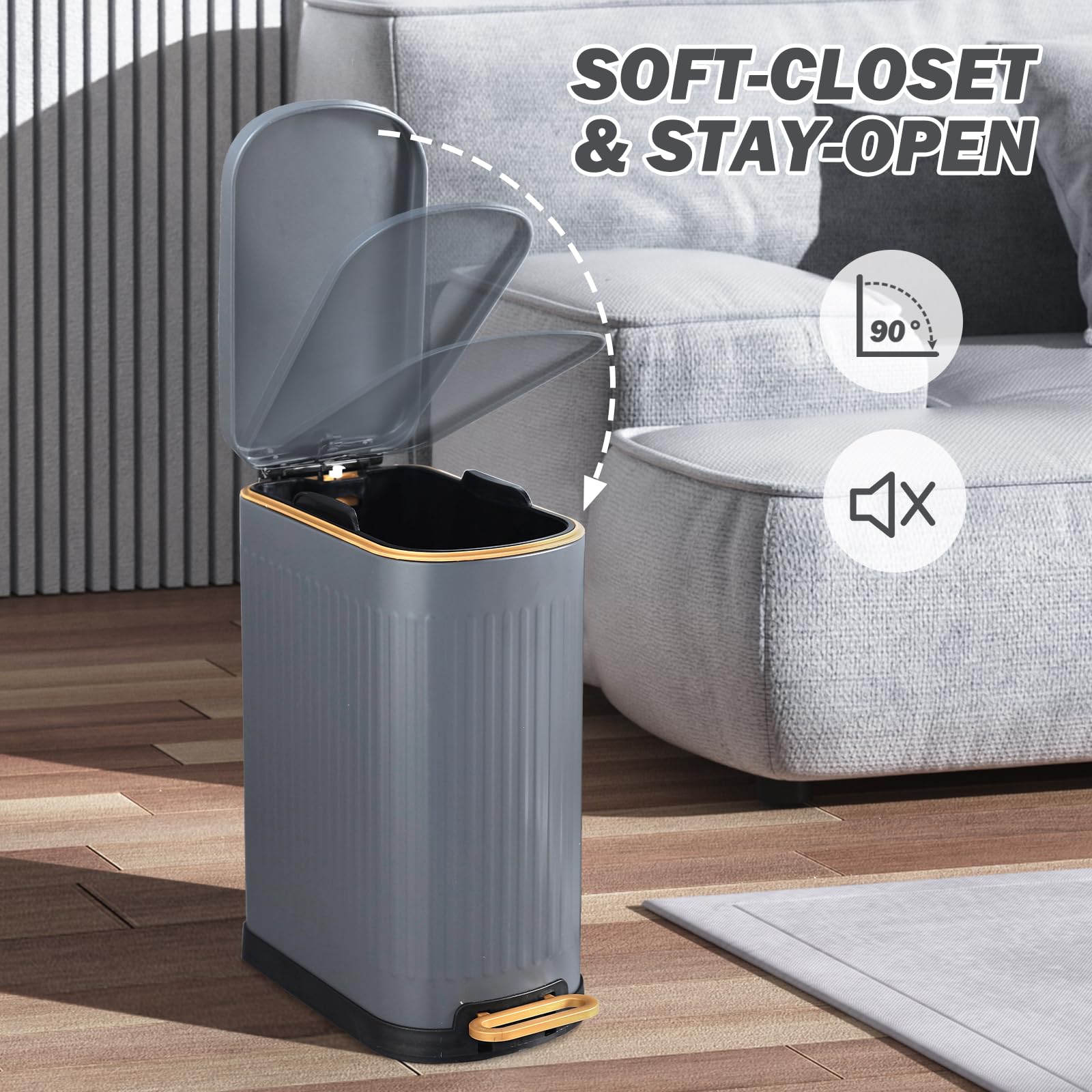 Poubelle à Pédale De Cuisine Grande Capacité Acier AKIRA 50L Blanc Mat Spirella 82629410