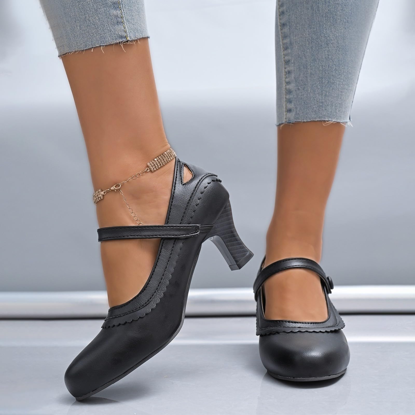 Scarpe da donna eleganti e comode, Mary Jane, con tacco alto