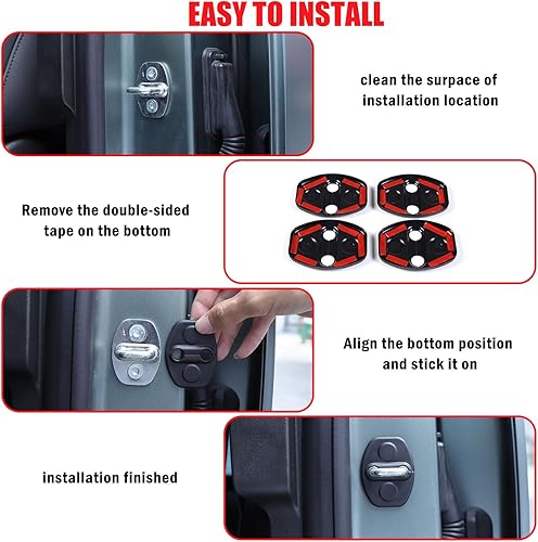 Miniatura 4 de Cubierta de bloqueo de puerta de automóvil de acrilonitrilo butadieno estireno, cubierta protectora de pestillo de puerta de automóvil compatible