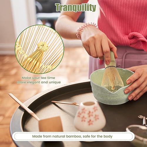 Miniatura 4 de Juego de batidor de matcha, kit de 8 piezas, batidor de matcha (Chasen), cuchara, cuchara (chashaku), tamiz de acero inoxidable, para los amantes