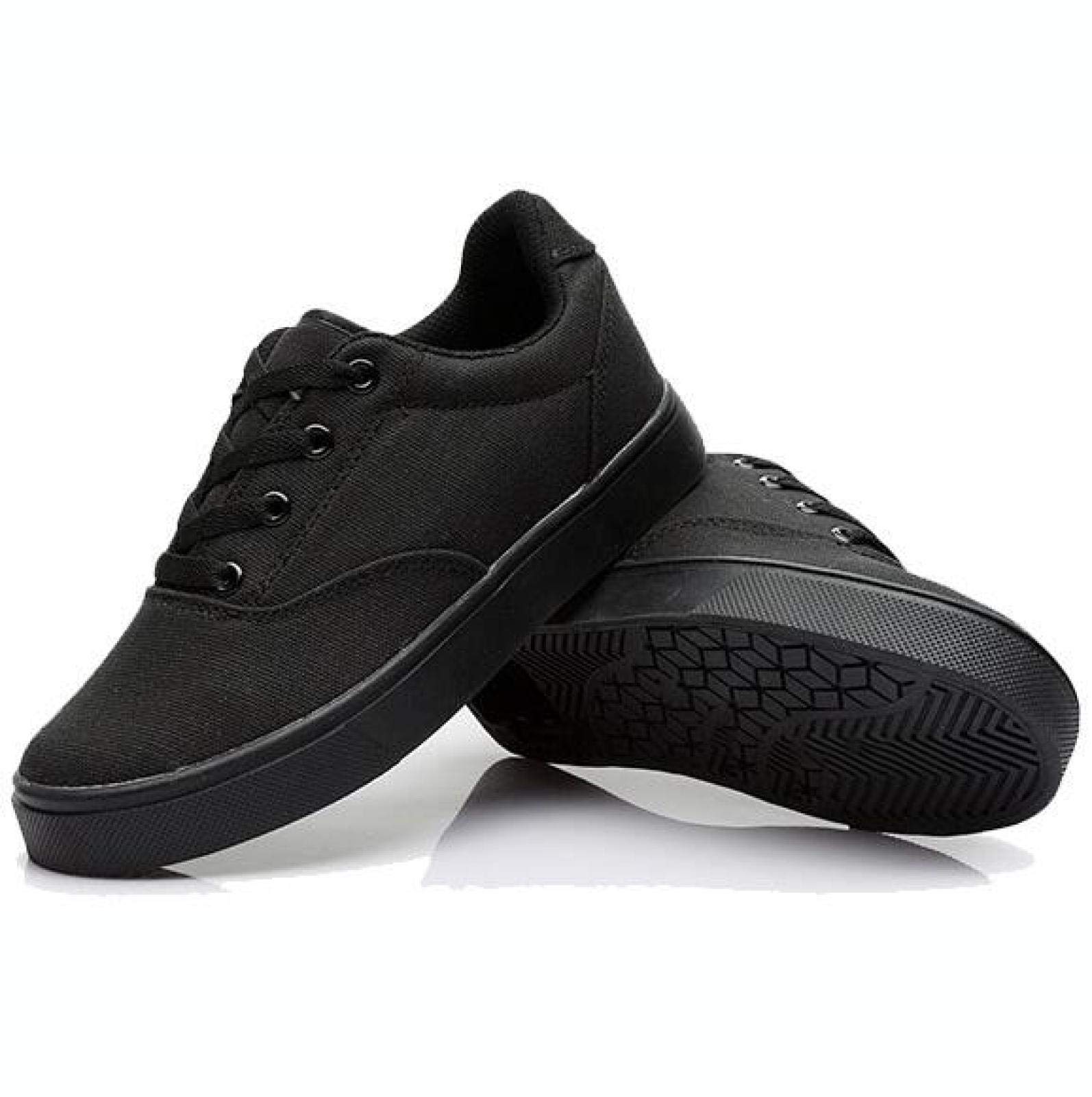 qmj Zapatillas Ruedas Zapatos De Lona con Rueda Zapatillas para Skateboard Calzado Deportivo Al Aire Libre,Black-EU39