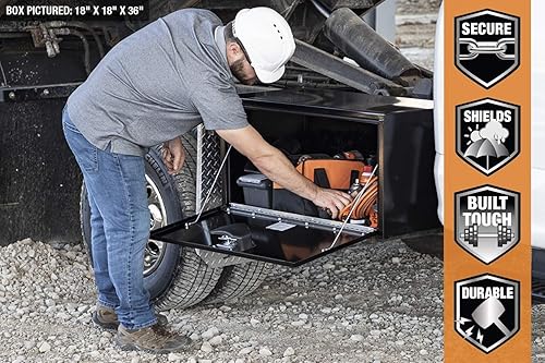 Vista 22 de Buyers Products 1704305 - Caja de acero negro para debajo de la carrocería con cierre de asa en T bloqueable, 24 x 24 x 36 pulgadas, fabricada