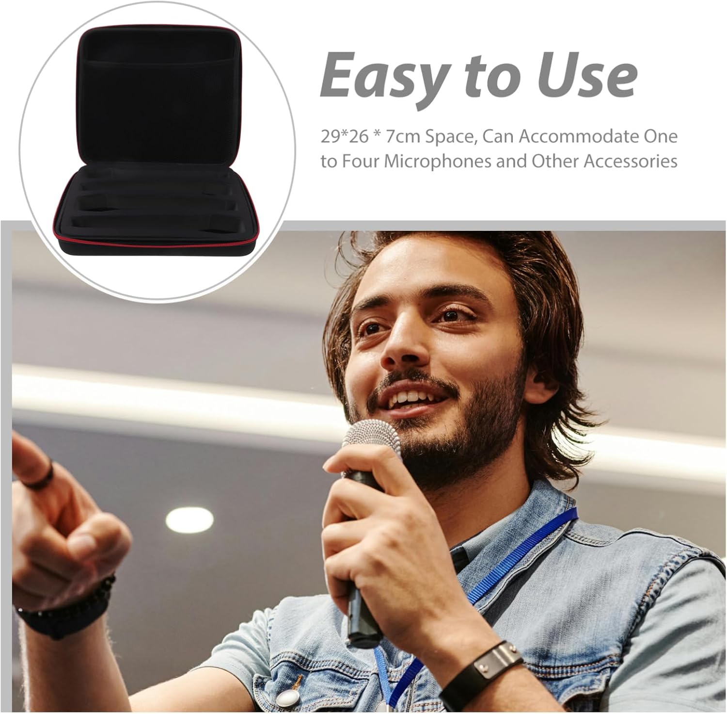 YARNOW Portable Microphone Case for Travel Shockproof Storage Bag for Outdoor Use Zipper Design for Handheld Microphones Convenient Protection Organization