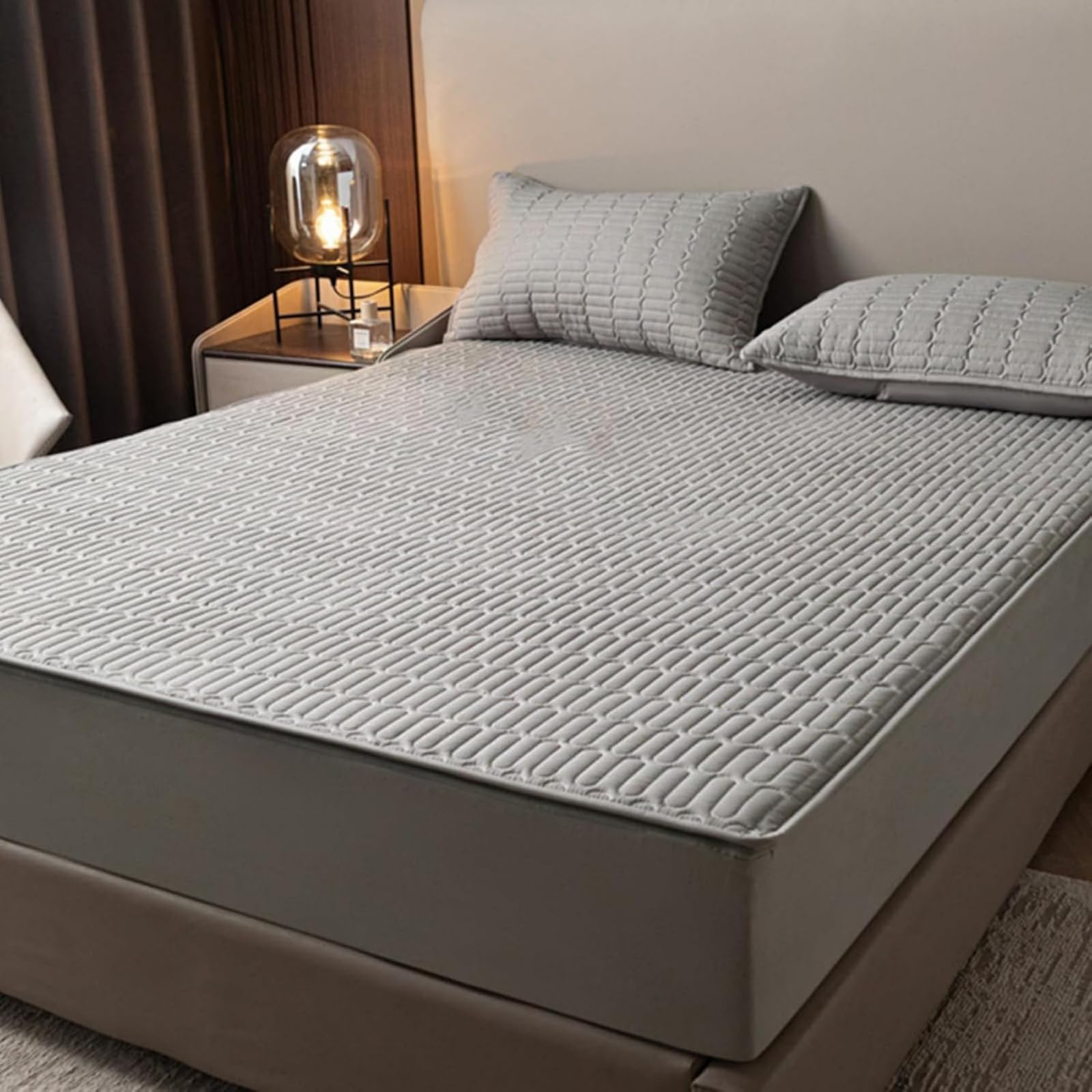 Morbuy Coprimaterasso Singolo Matrimoniale Impermeabile, Coprimaterasso Una Piazza e Mezza Antiacaro con Cerniera Morbida e Traspirante per Materassi Altezza 25cm (180x200cm,Azzurro)