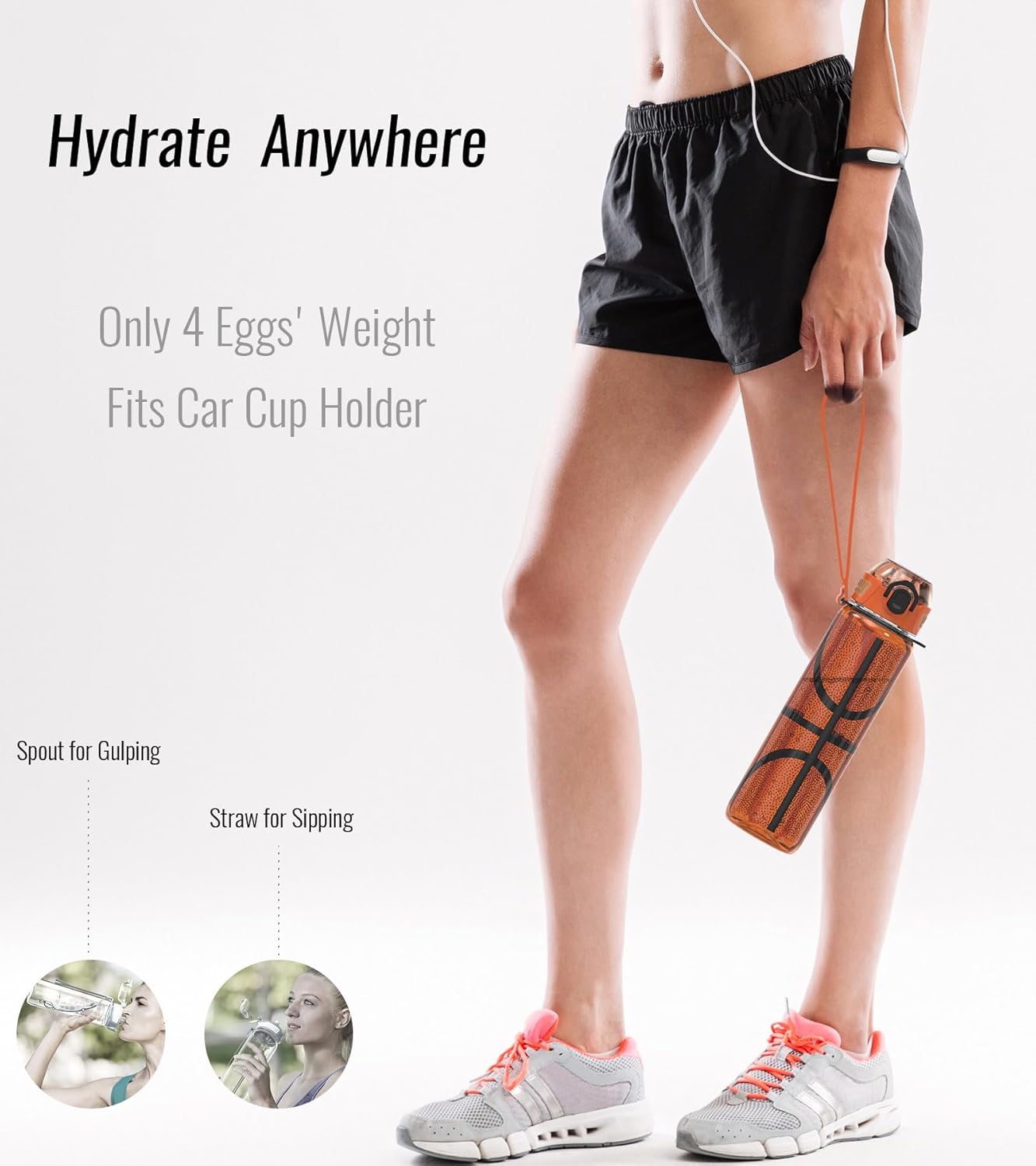 32oz/1L Sport Water Bottle, Light Tritan, Quick-Open Chug Lid/Straw 2-in-1, Leak-Proof, Dishwasher-Safe, BPA-Free, Drop-Resist & Scratch-Resist for Travel/Gym/Office/Fan Gift (Basketball) - Image 7