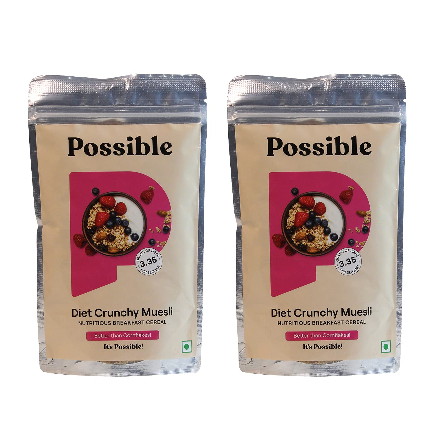 Possible Crunchy Muesli With Oats, Nuts, Apple & More-Rich Protein, Vitamins, Antioxidation & Fiber-No Artificial Sweetener 120 gm x 4 (Pack of 4) | 480 gm (B096LZ3T5W) Amazon Price History, Amazon Price Tracker