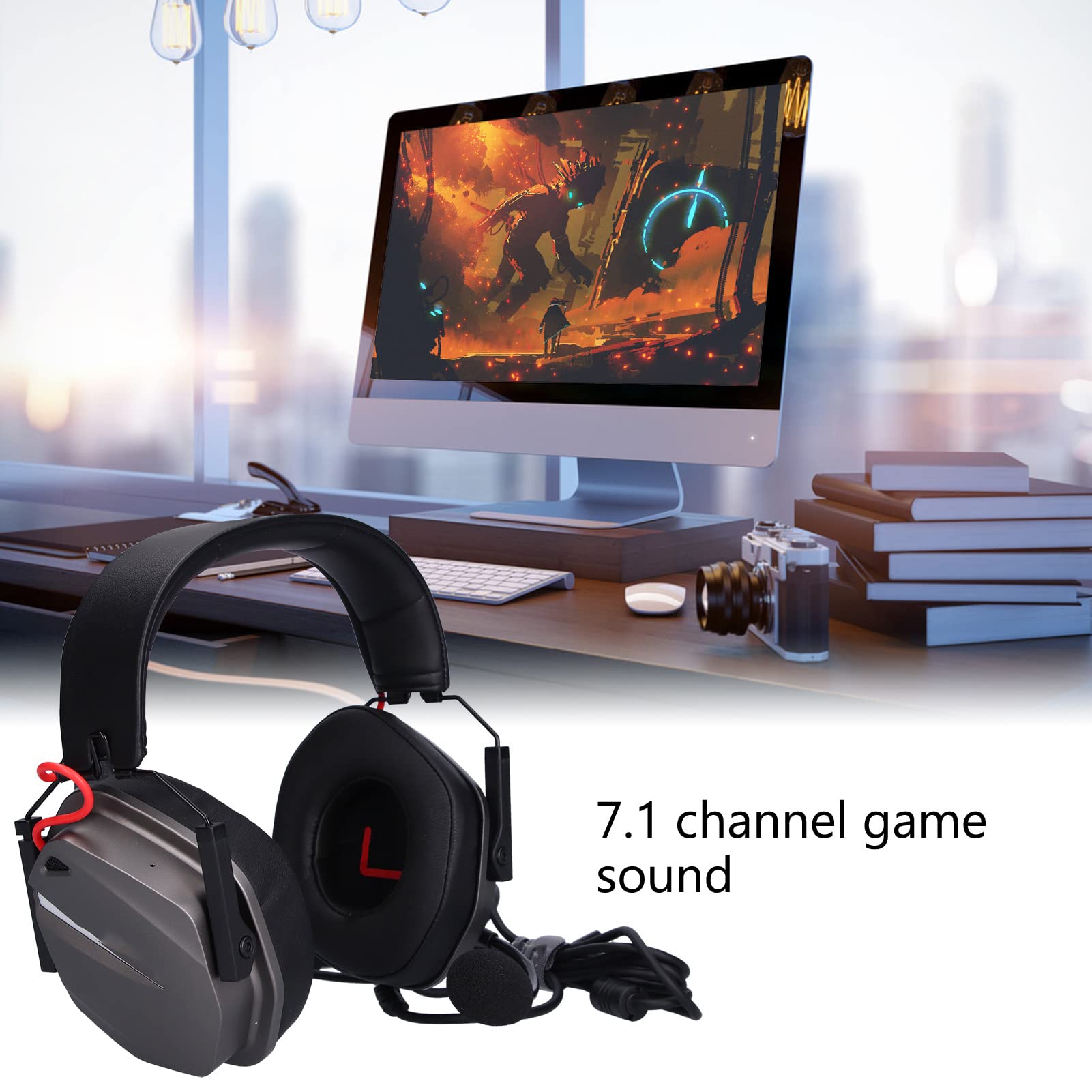 Cuffie da Gioco con Surround 7.1 e Microfono con Riduzione del Rumore, Ideali per i giocatori. Compatibile con USB per PC e Laptop