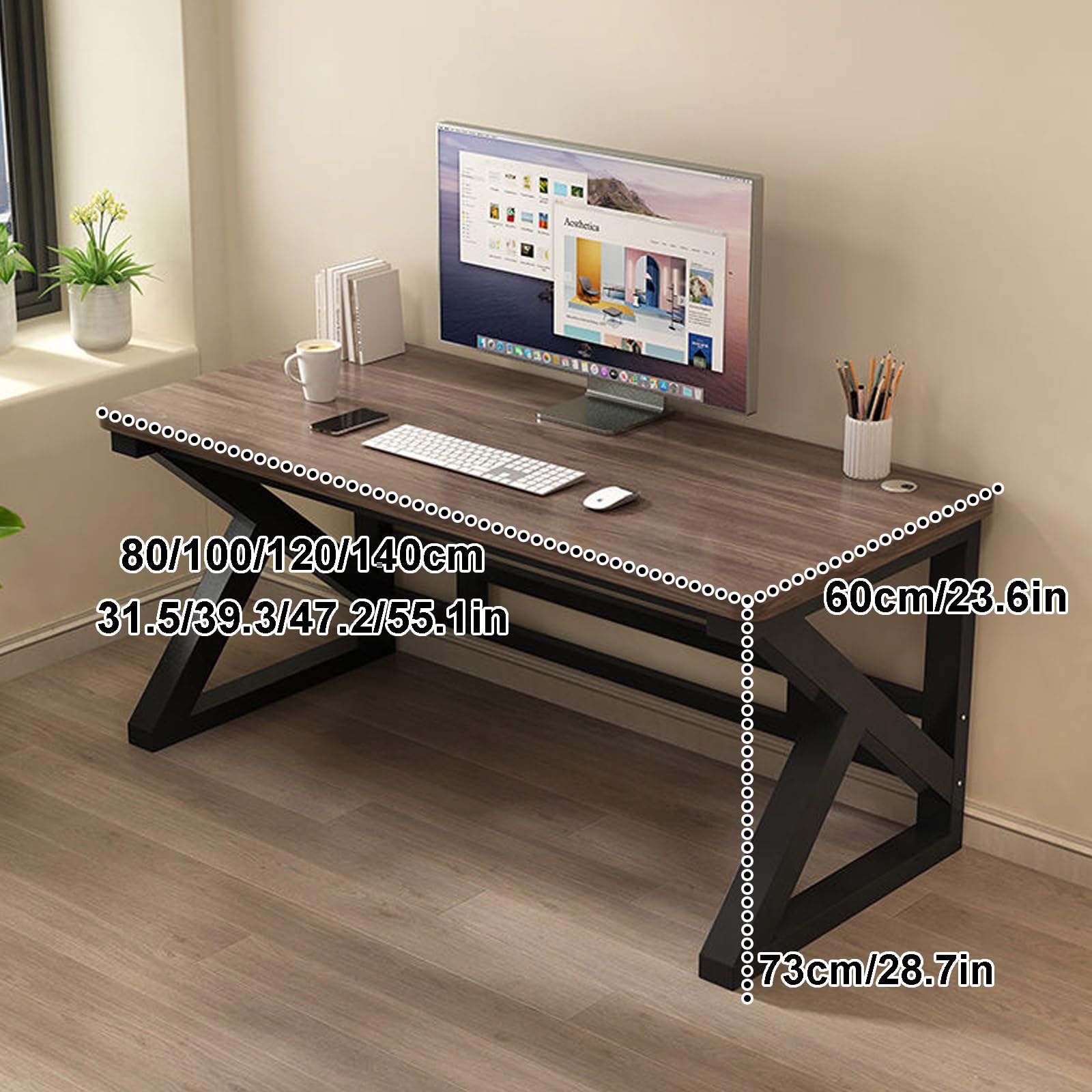 Bureau Eugad Noir 120 Cm – Gaming, étudiant, Travail – Avec 2 Tiroirs