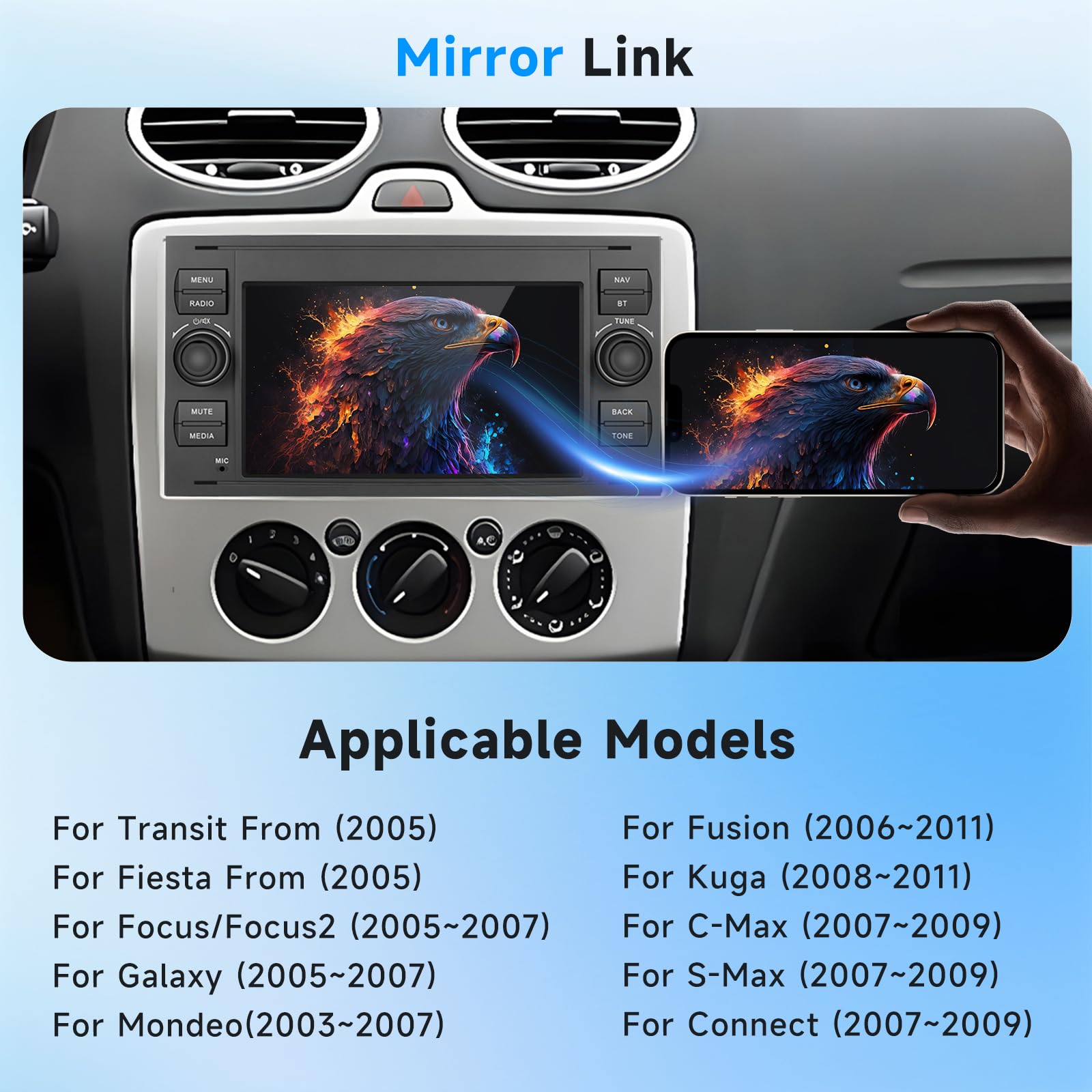 4G+64G Car Radio Stereo for Ford Transit Fiesta Focus Fusion Galaxy Mondeo Kuga with DSP Wireless Carplay Android Auto - Image 2