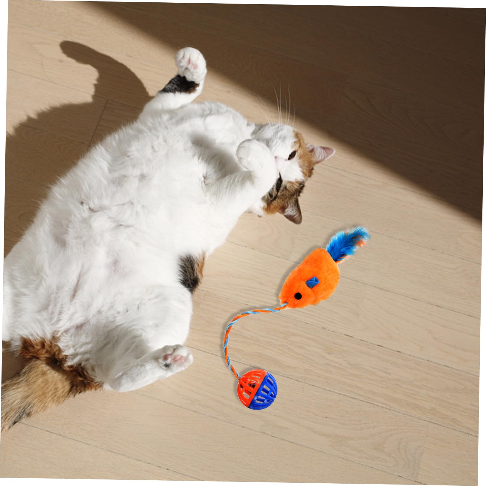 Mipcase Interactif Chat avec Souris Peluche et Clochette Plastique à Mâcher pour Dents de Chat Stimule Activité Jeu Intérieur des Félins